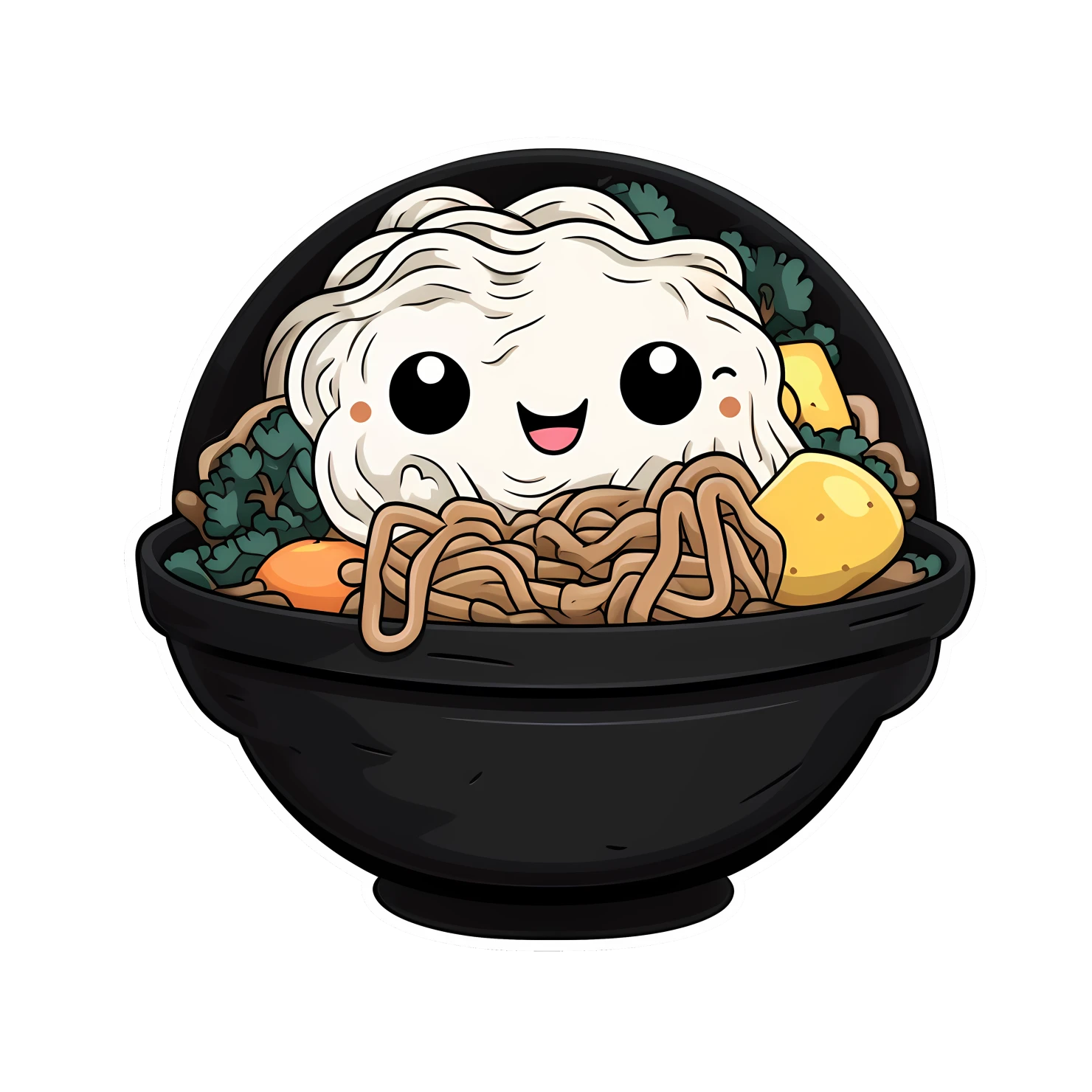 Kawaii ramen noodles sticker isolated on transparent background #26314