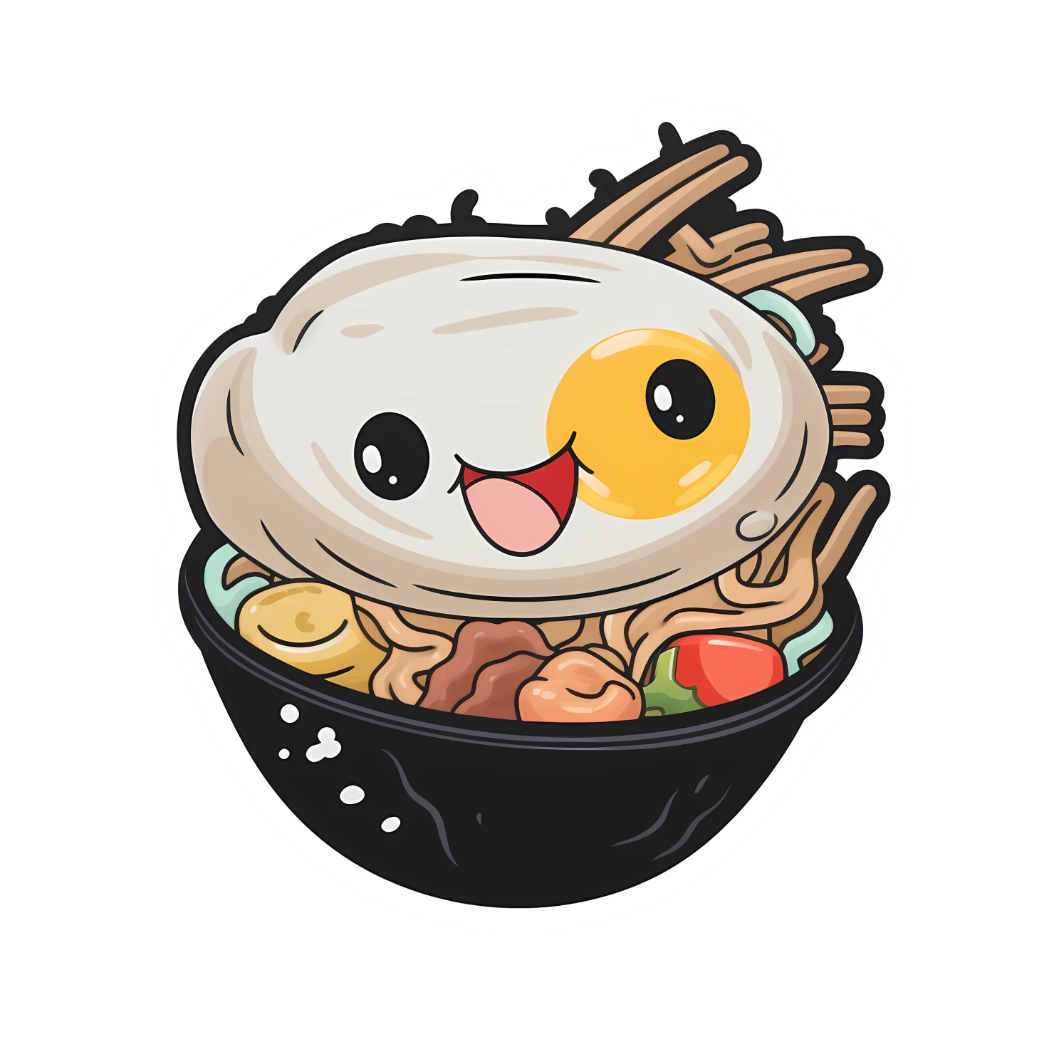 Kawaii ramen noodles sticker isolated on transparent background #26315