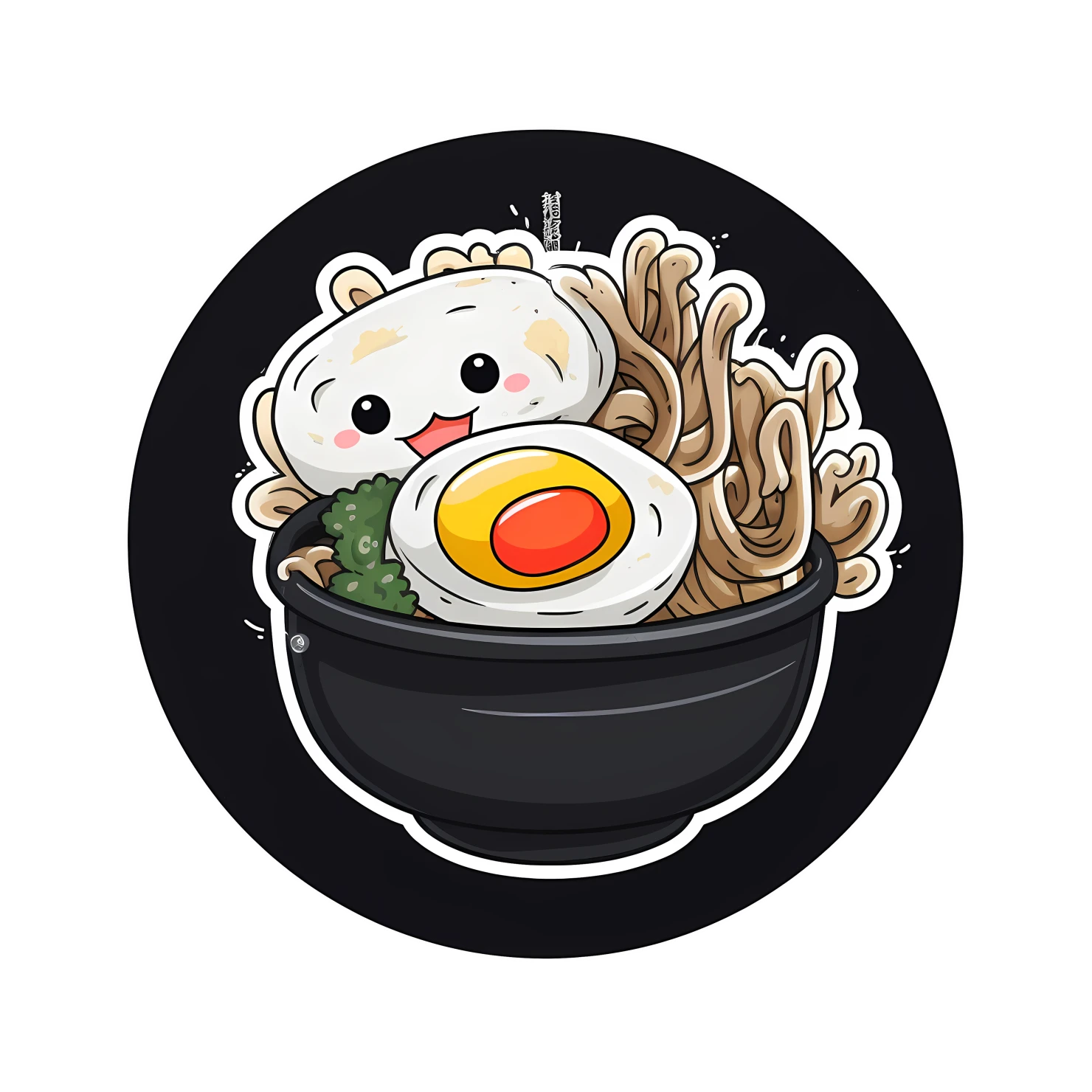 Kawaii ramen noodles sticker isolated on transparent background #26317