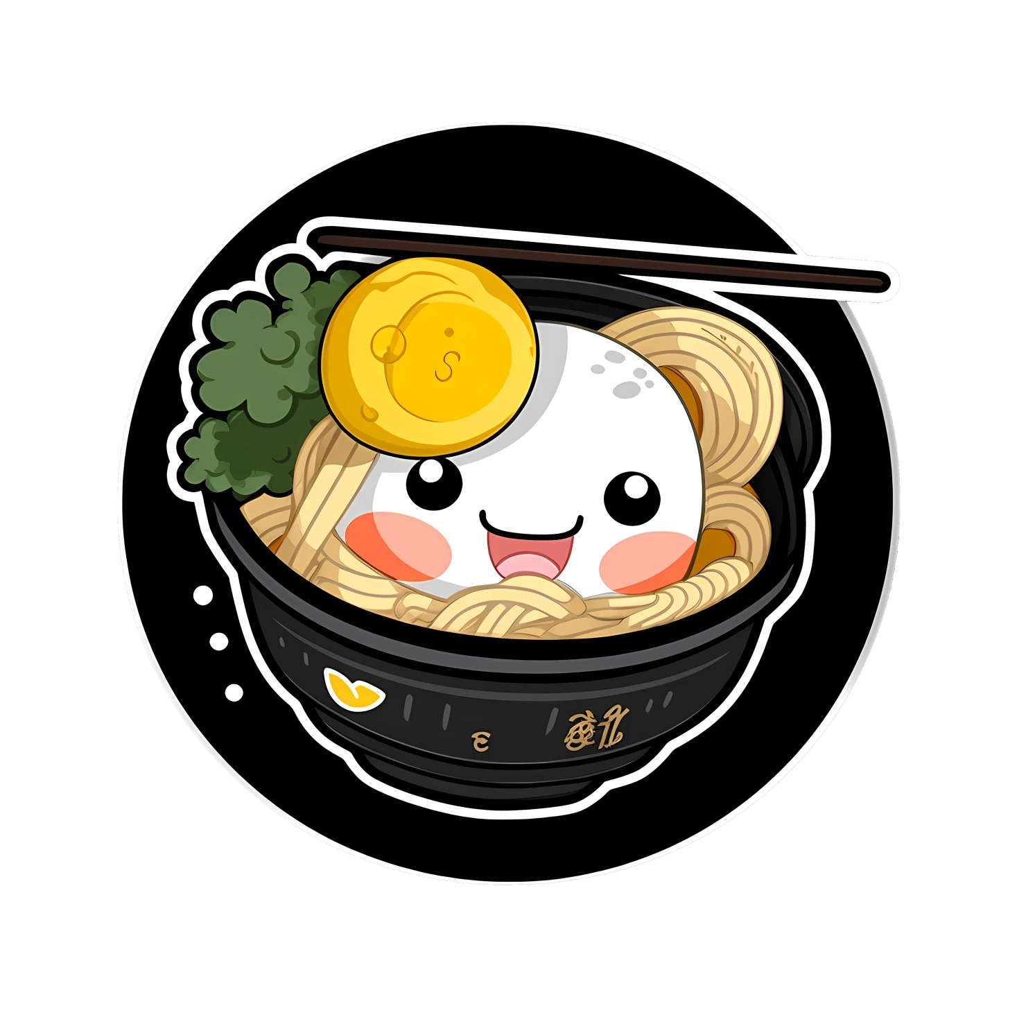 Kawaii ramen noodles sticker isolated on transparent background #26318