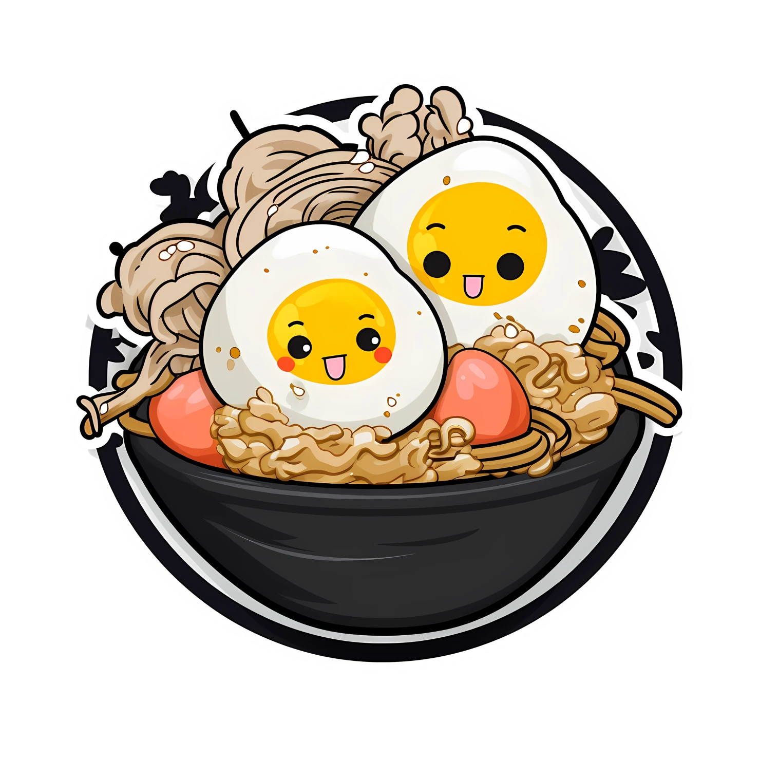 Kawaii ramen noodles sticker isolated on transparent background #26319