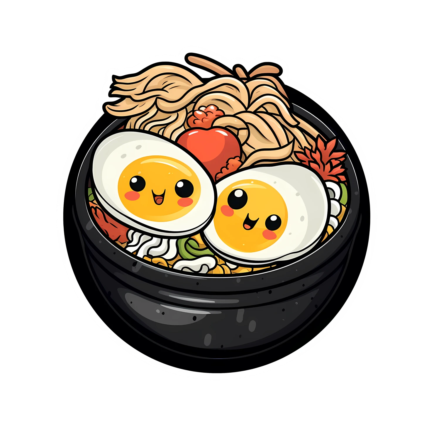 Kawaii ramen noodles sticker isolated on transparent background #26320