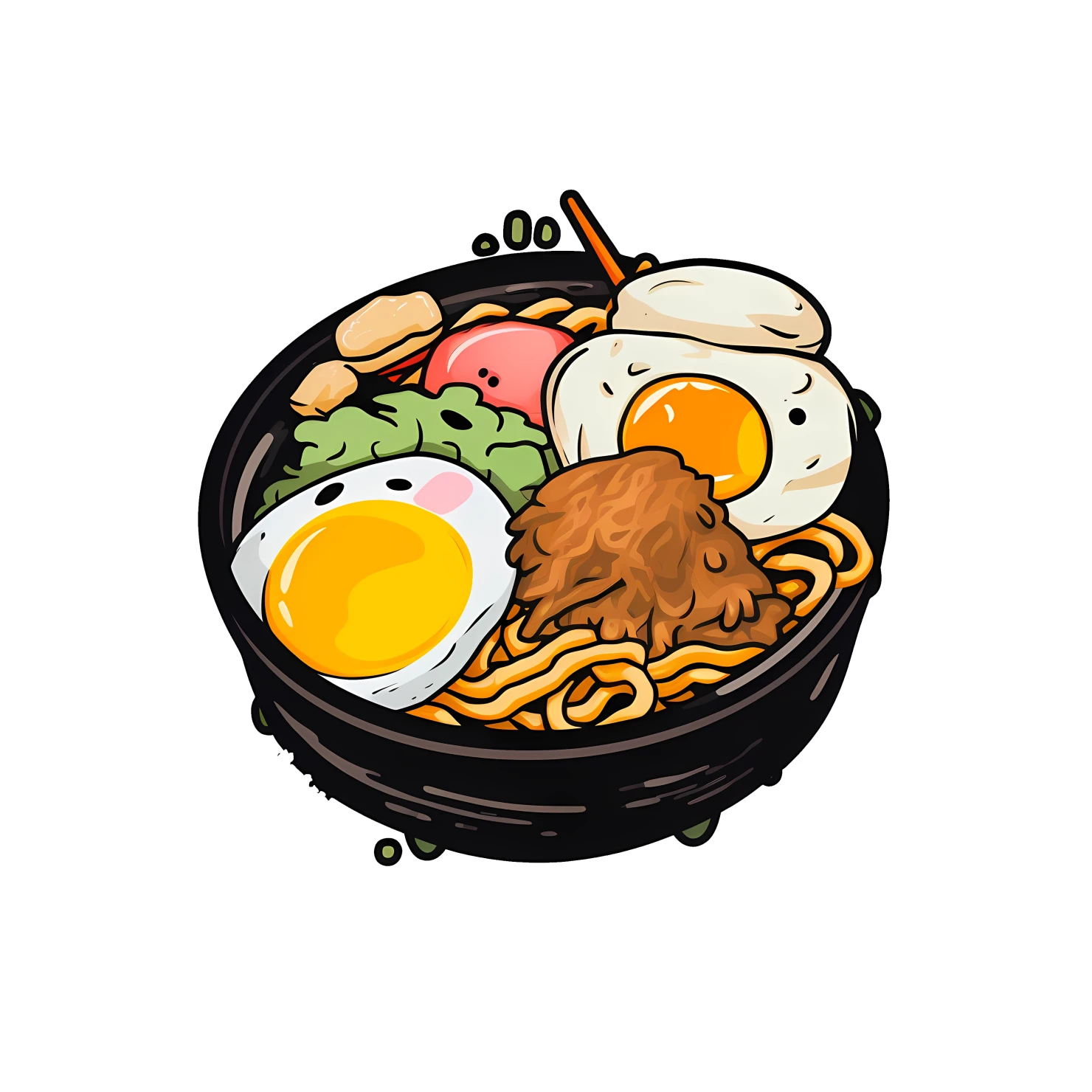 Kawaii ramen noodles sticker isolated on transparent background #26321