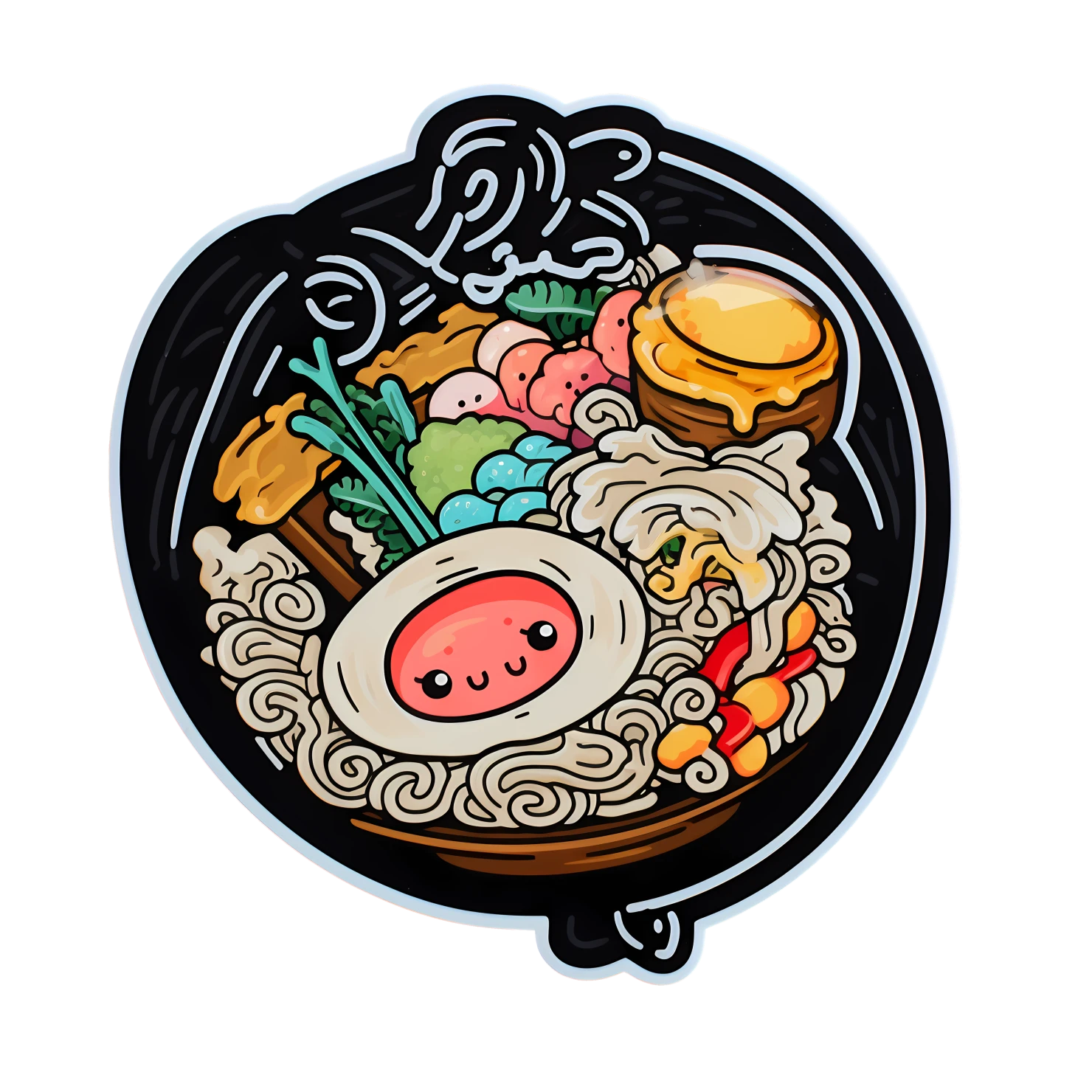 Kawaii ramen noodles sticker isolated on transparent background #26322