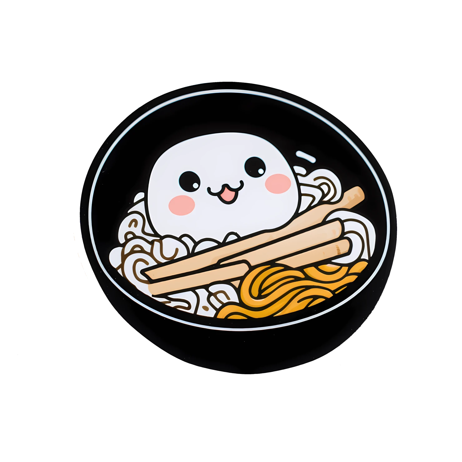 Kawaii ramen noodles sticker isolated on transparent background #26323