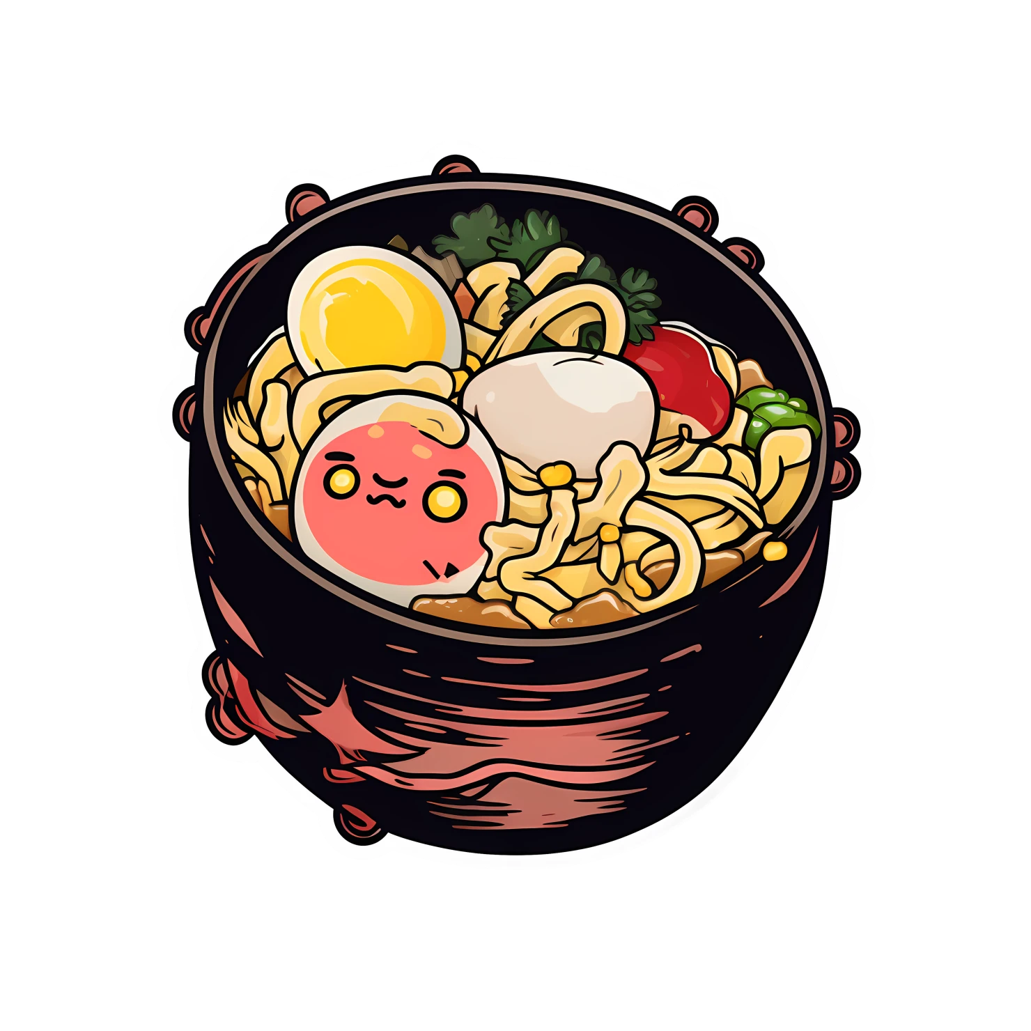 Kawaii ramen noodles sticker isolated on transparent background #26325