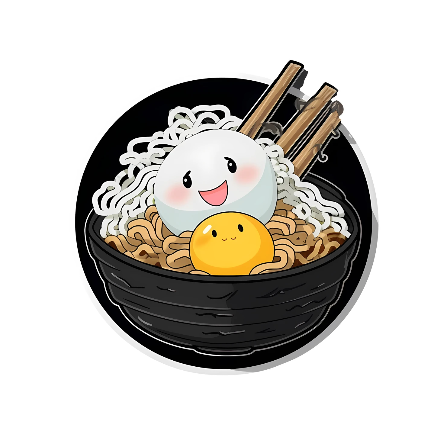 Kawaii ramen noodles sticker isolated on transparent background #26326