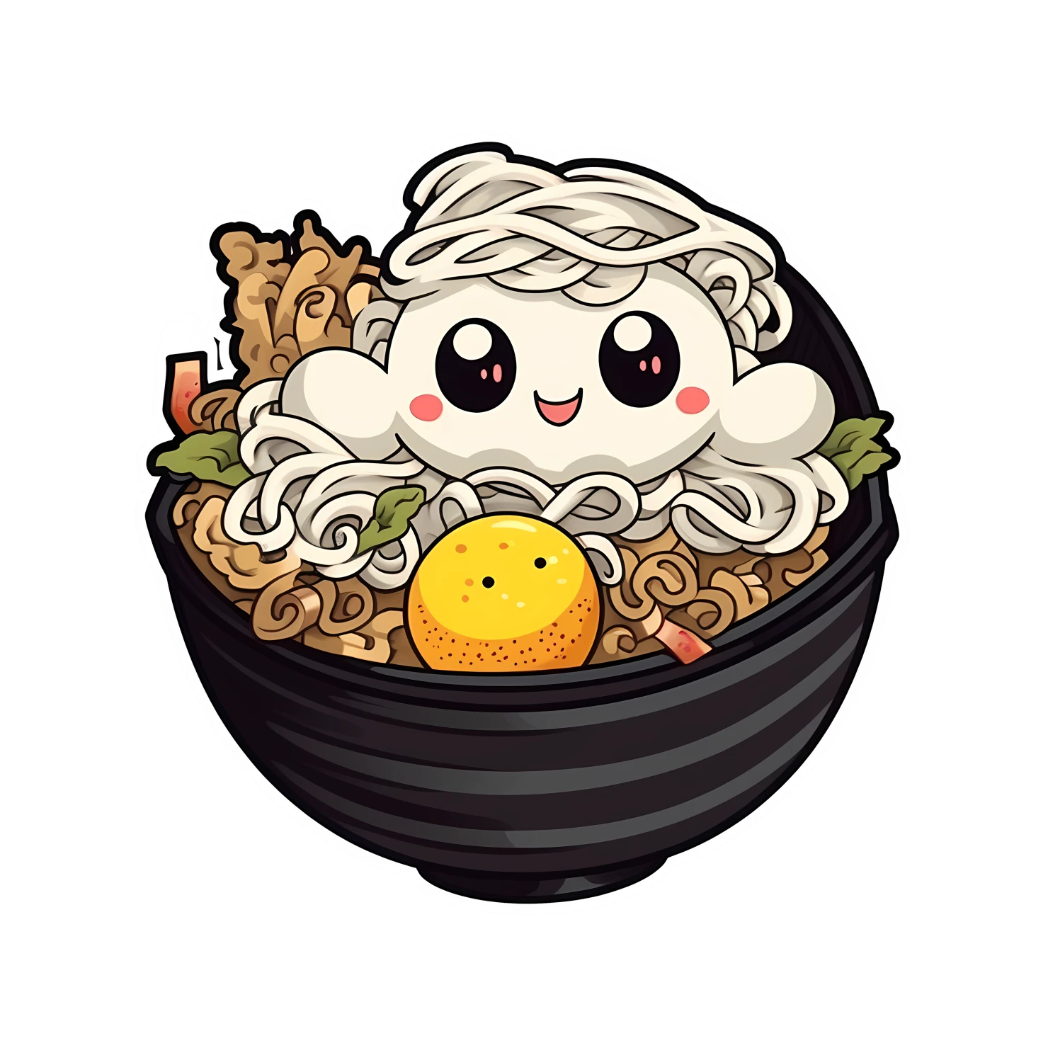 Kawaii ramen noodles sticker isolated on transparent background #26327