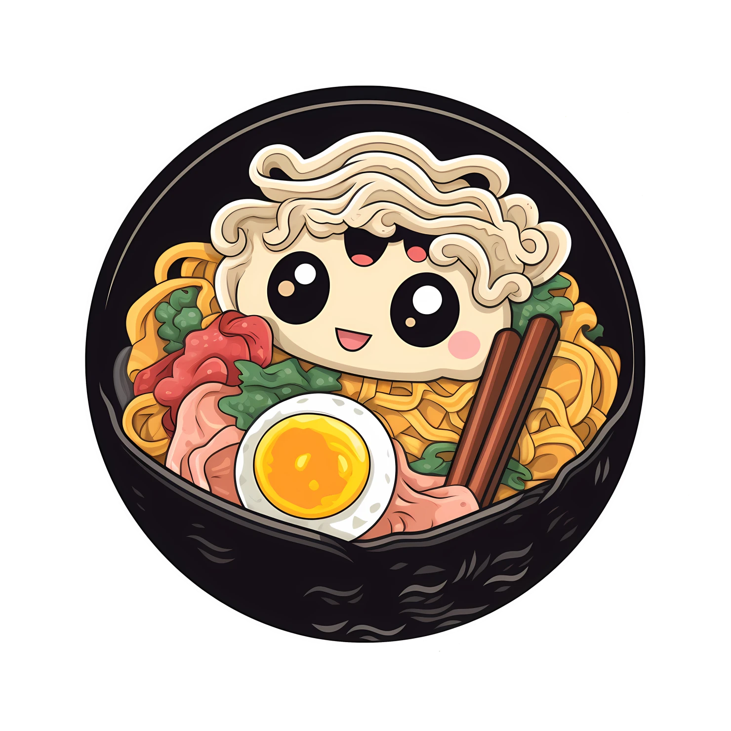 Kawaii ramen noodles sticker isolated on transparent background #26328