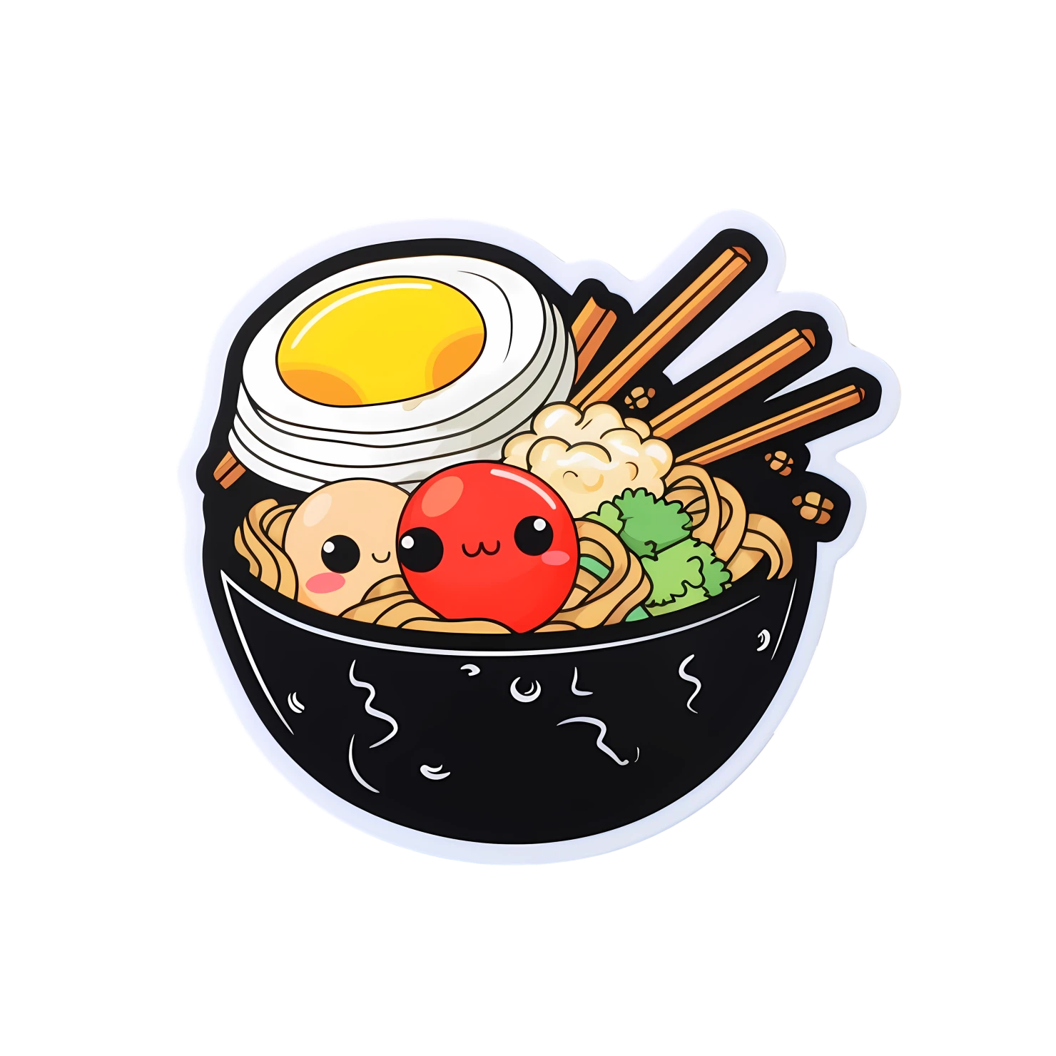 Kawaii ramen noodles sticker isolated on transparent background #26329