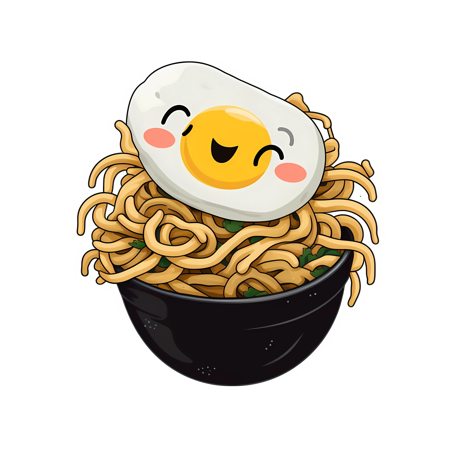Kawaii ramen noodles sticker isolated on transparent background #26331