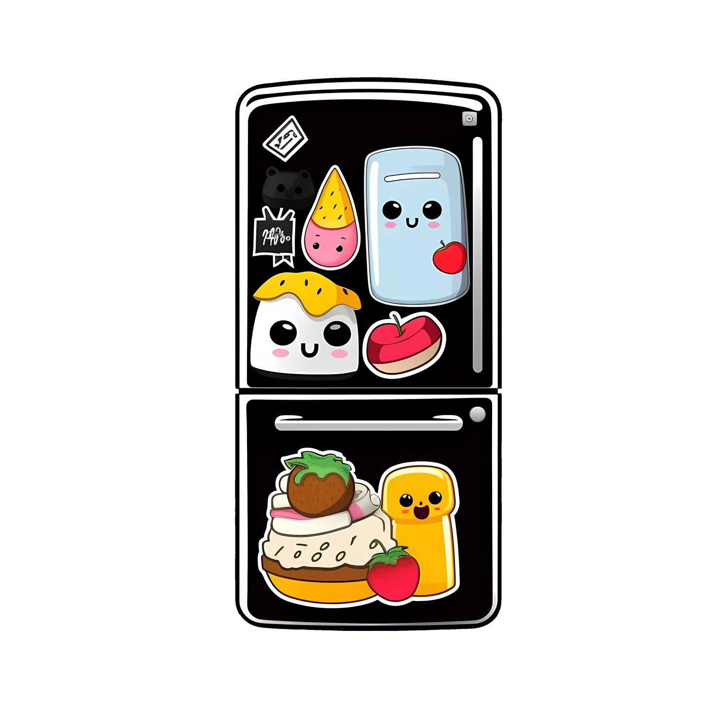 Kawaii refrigerator sticker isolated on transparent background #26332