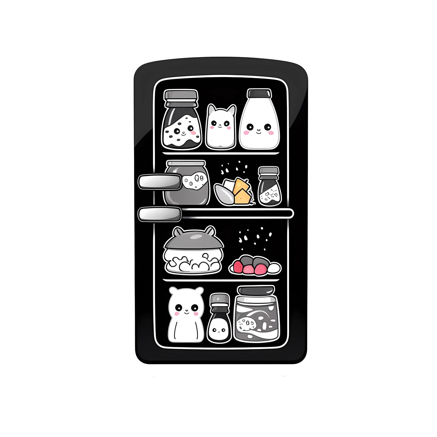 Kawaii refrigerator sticker isolated on transparent background #26333