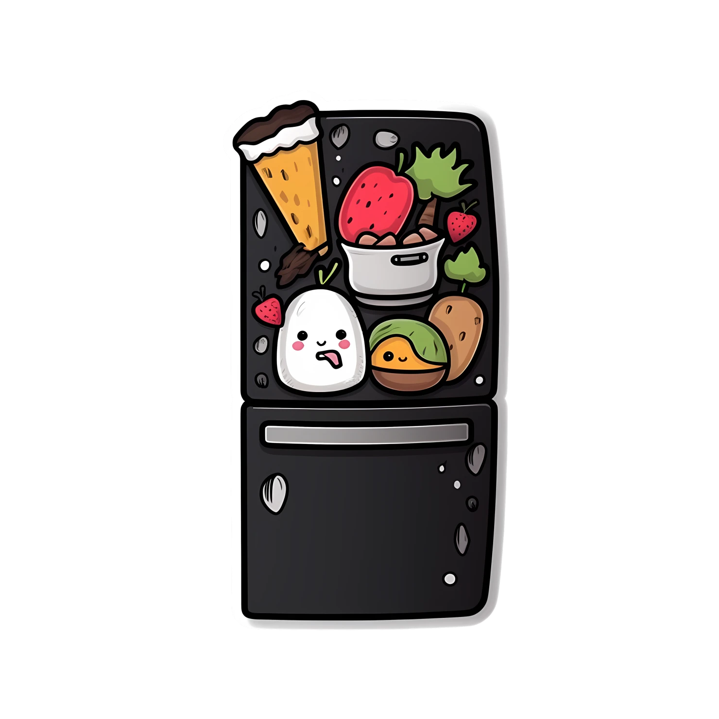 Kawaii refrigerator sticker isolated on transparent background #26334
