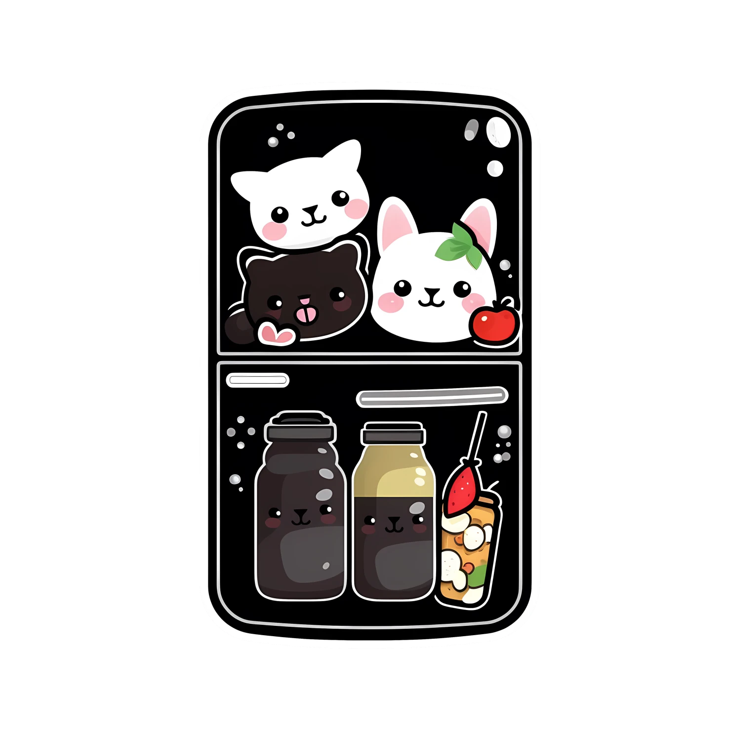 Kawaii refrigerator sticker isolated on transparent background #26336