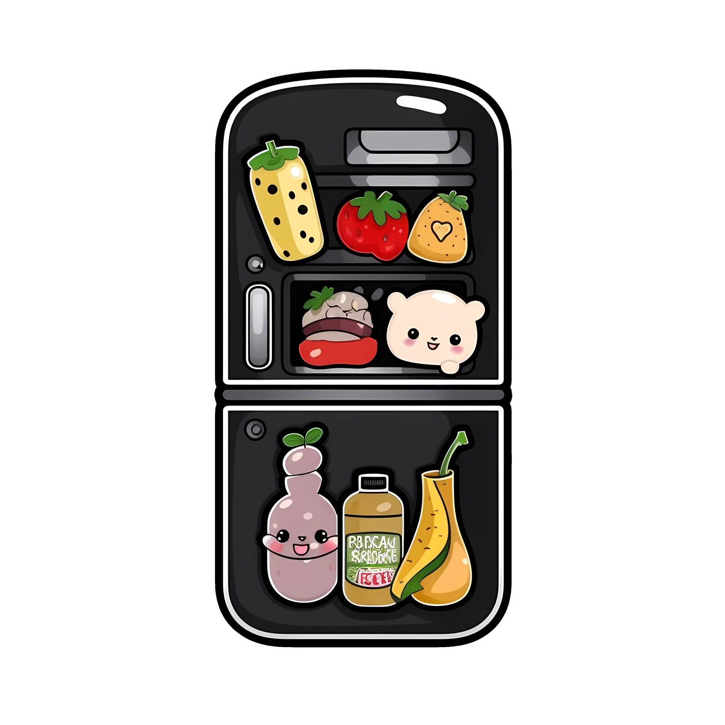 Kawaii refrigerator sticker isolated on transparent background #26340