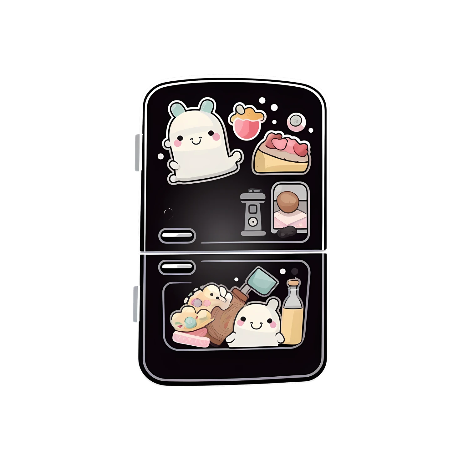 Kawaii refrigerator sticker isolated on transparent background #26343