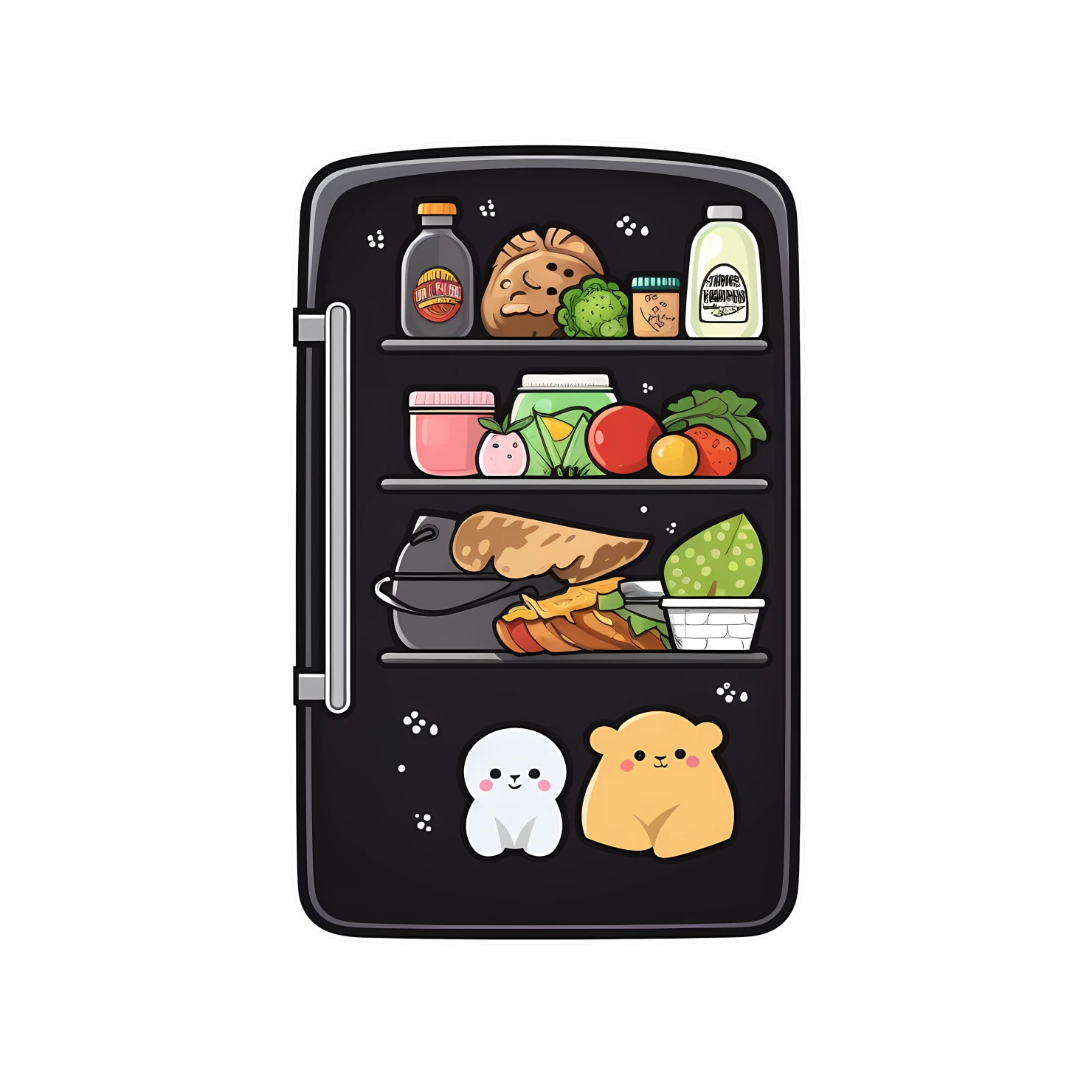 Kawaii refrigerator sticker isolated on transparent background #26344