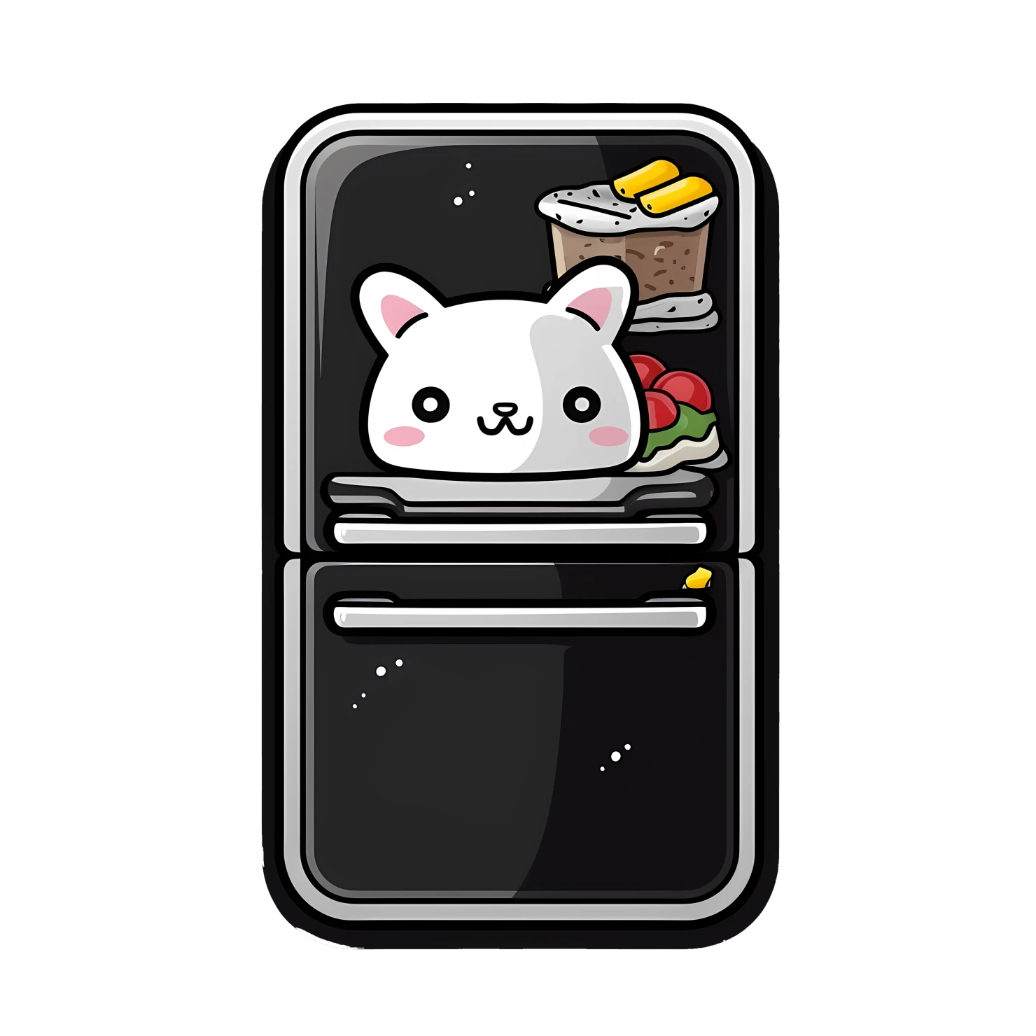 Kawaii refrigerator sticker isolated on transparent background #26345