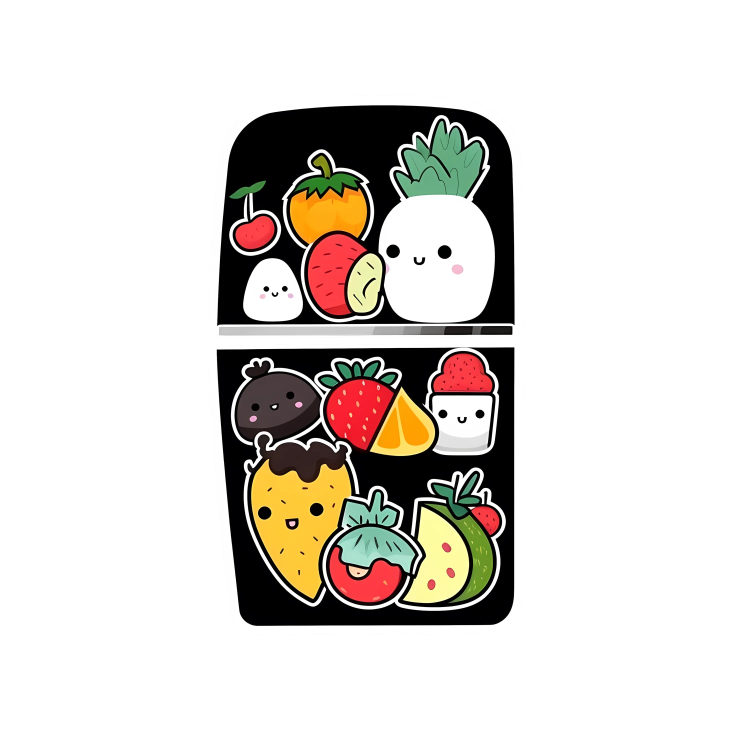Kawaii refrigerator sticker isolated on transparent background #26351