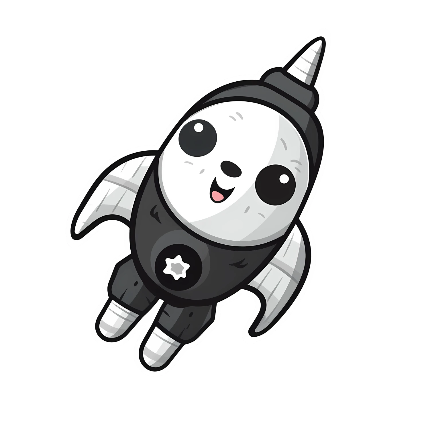 Kawaii rocket sticker isolated on transparent background #26362