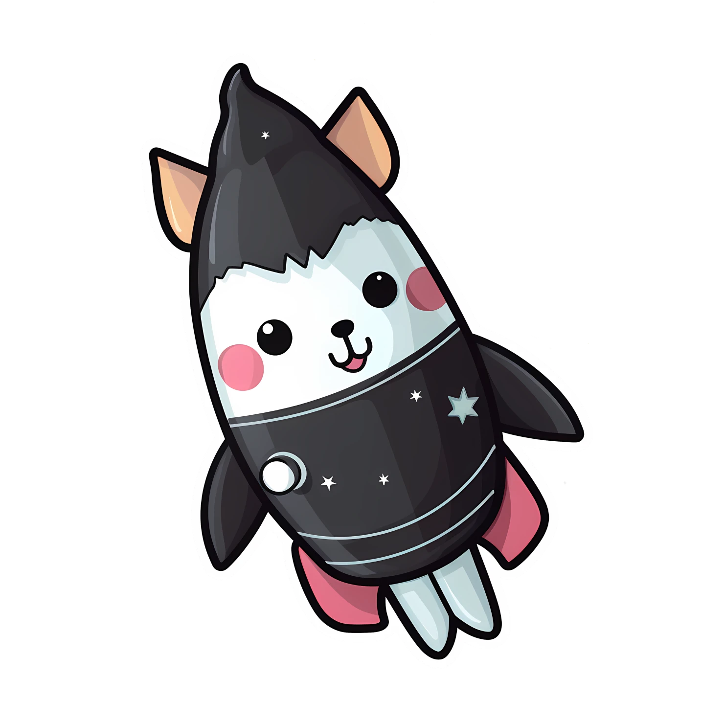 Kawaii rocket sticker isolated on transparent background #26364