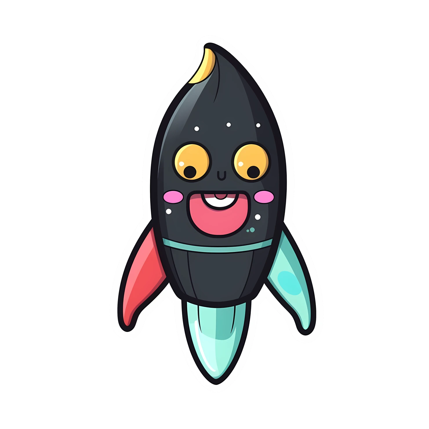 Kawaii rocket sticker isolated on transparent background #26369