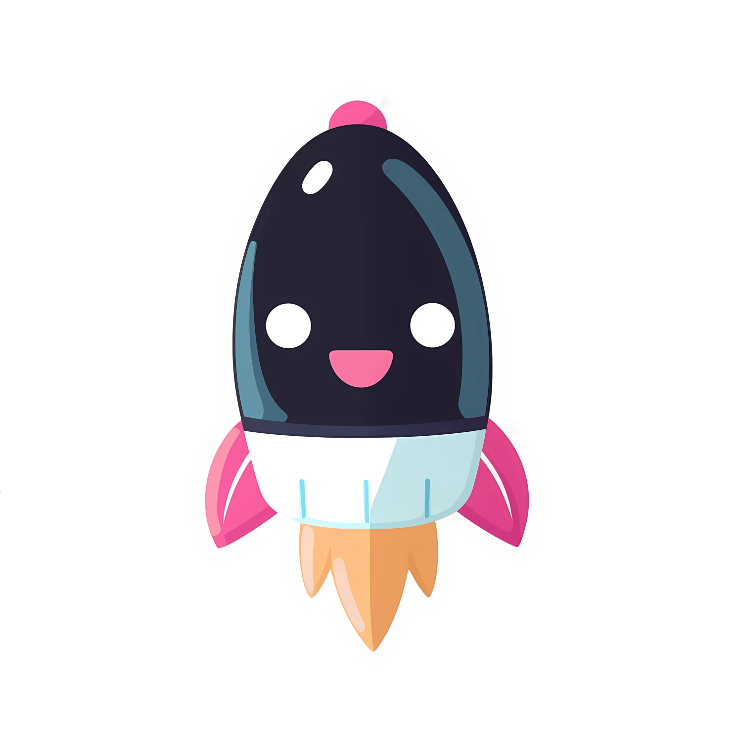 Kawaii rocket sticker isolated on transparent background #26374