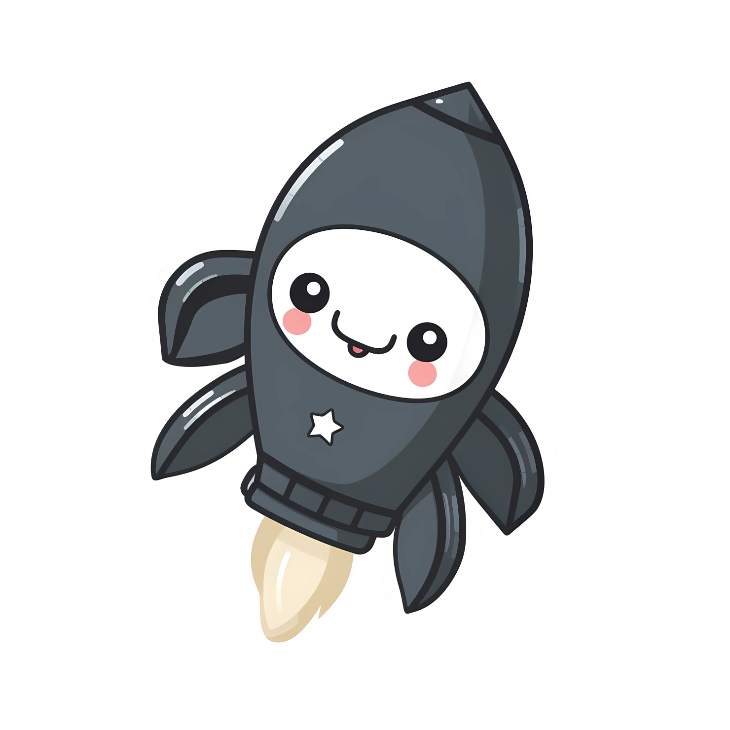 Kawaii rocket sticker isolated on transparent background #26378