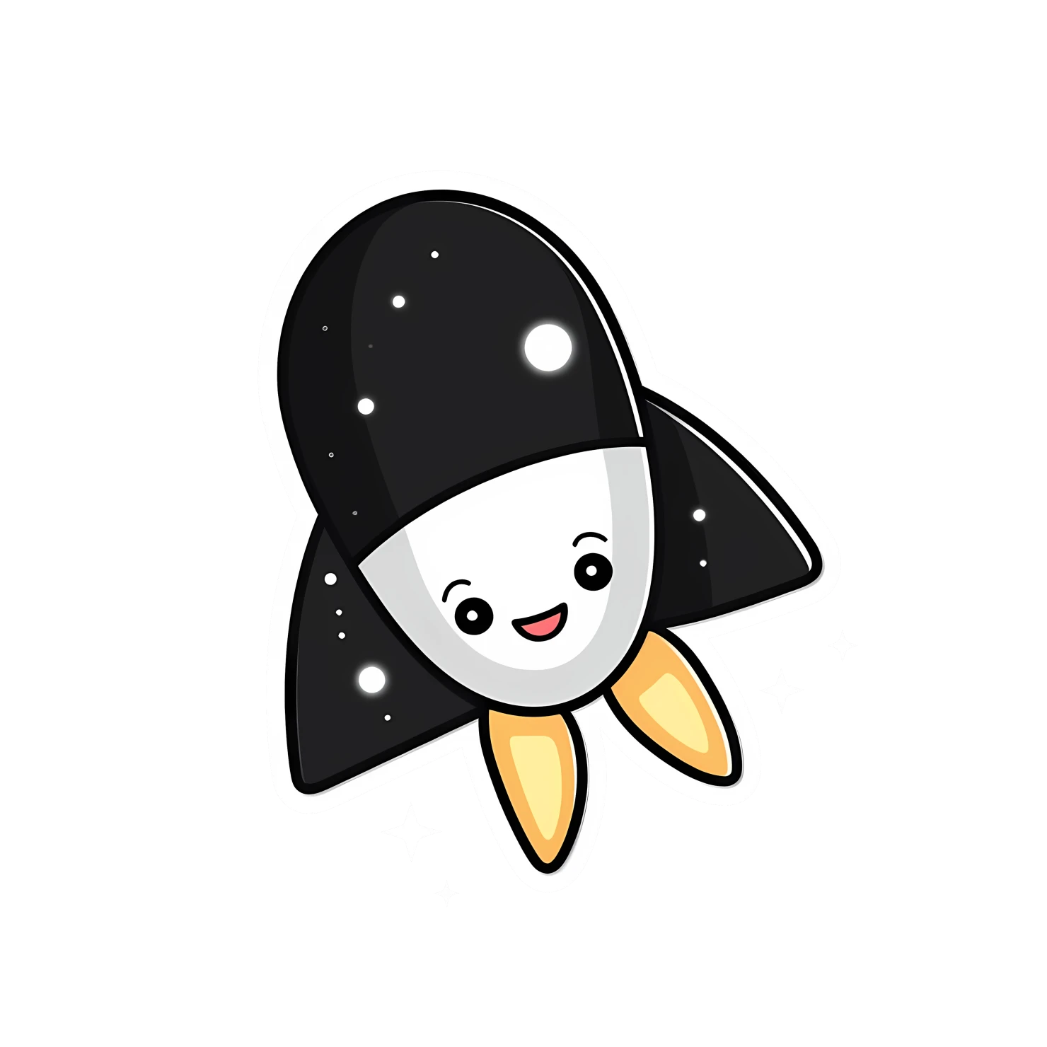 Kawaii rocket sticker isolated on transparent background #26383