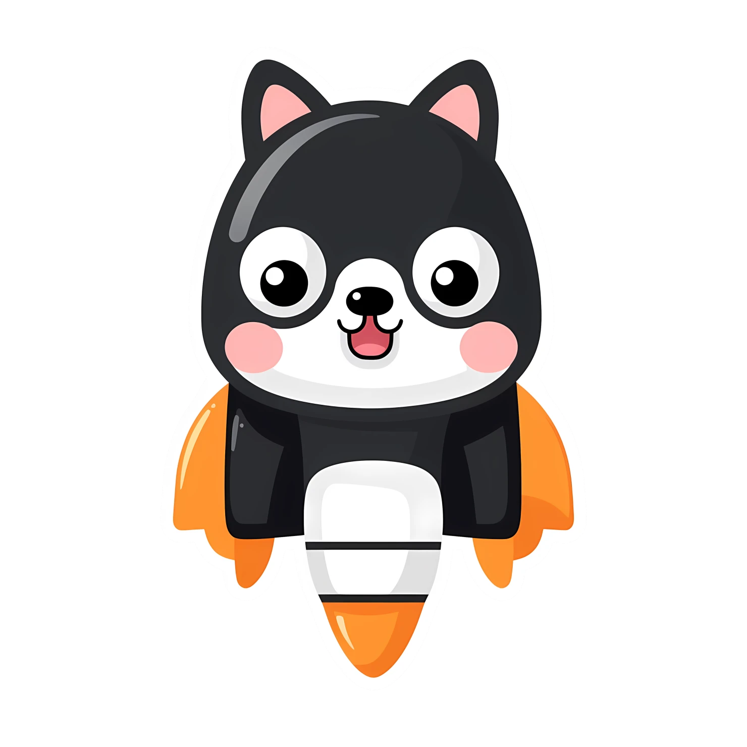 Kawaii rocket sticker isolated on transparent background #26384