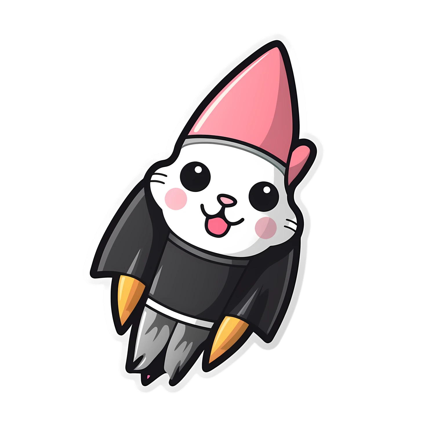 Kawaii rocket sticker isolated on transparent background #26386