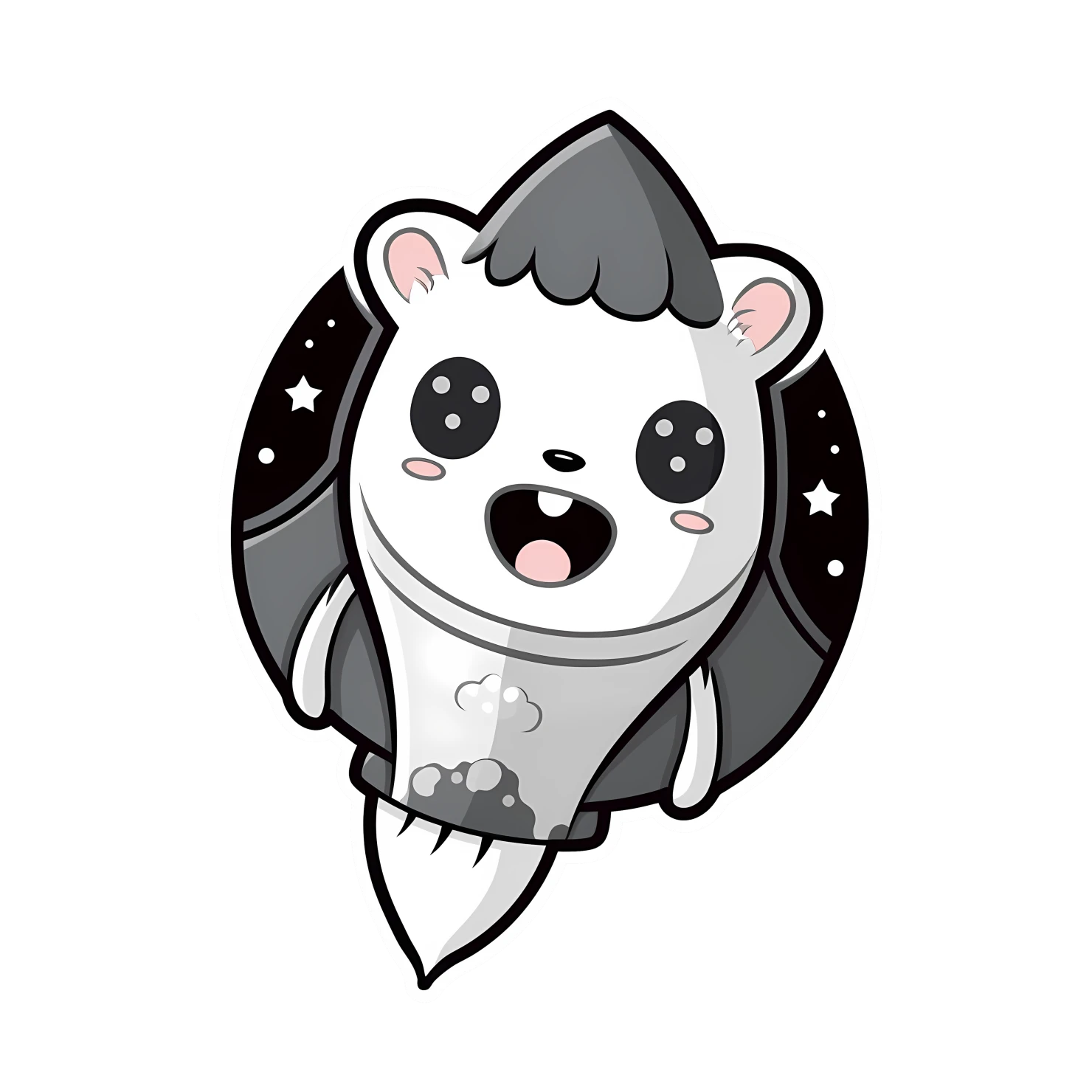 Kawaii rocket sticker isolated on transparent background #26387