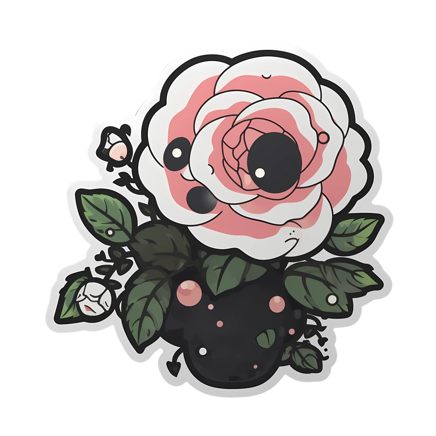 Kawaii rose sticker isolated on transparent background #26389