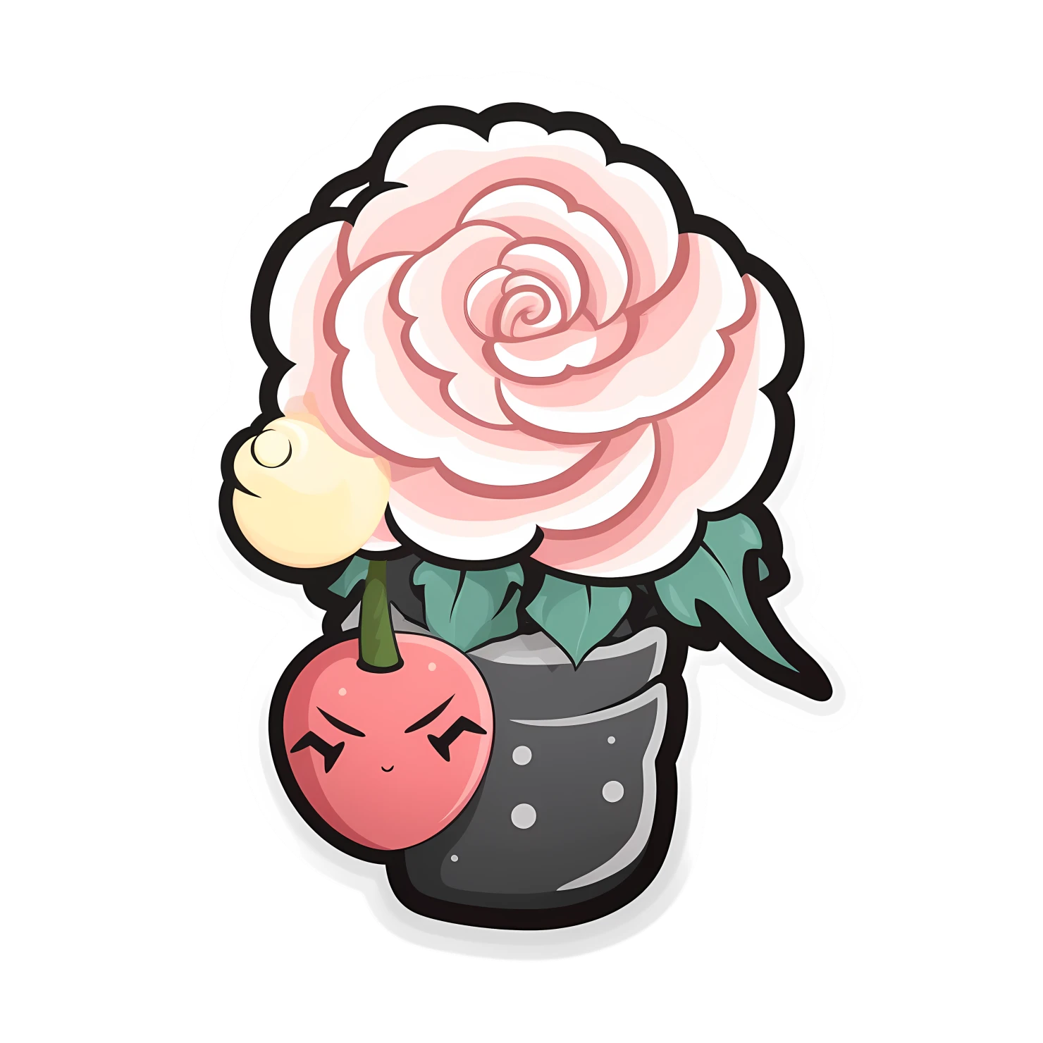 Kawaii rose sticker isolated on transparent background #26390