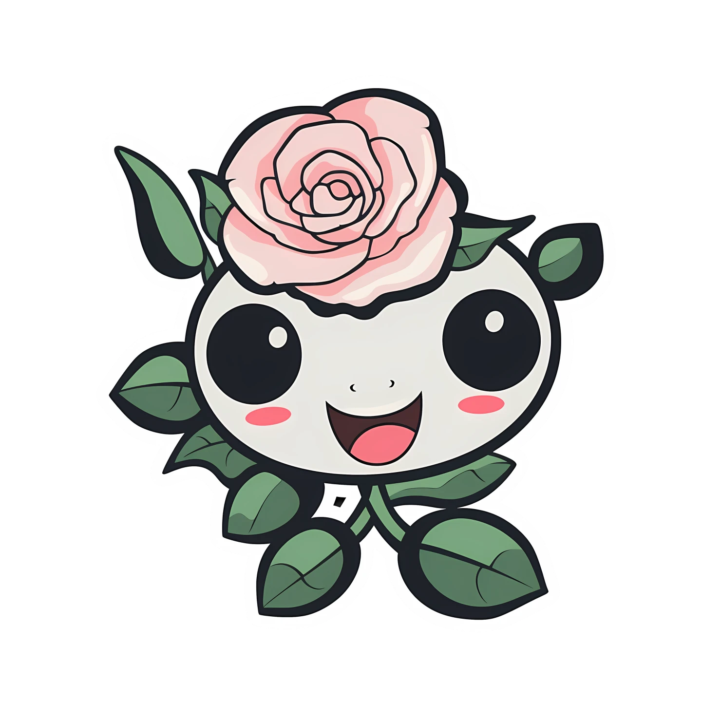 Kawaii rose sticker isolated on transparent background #26391