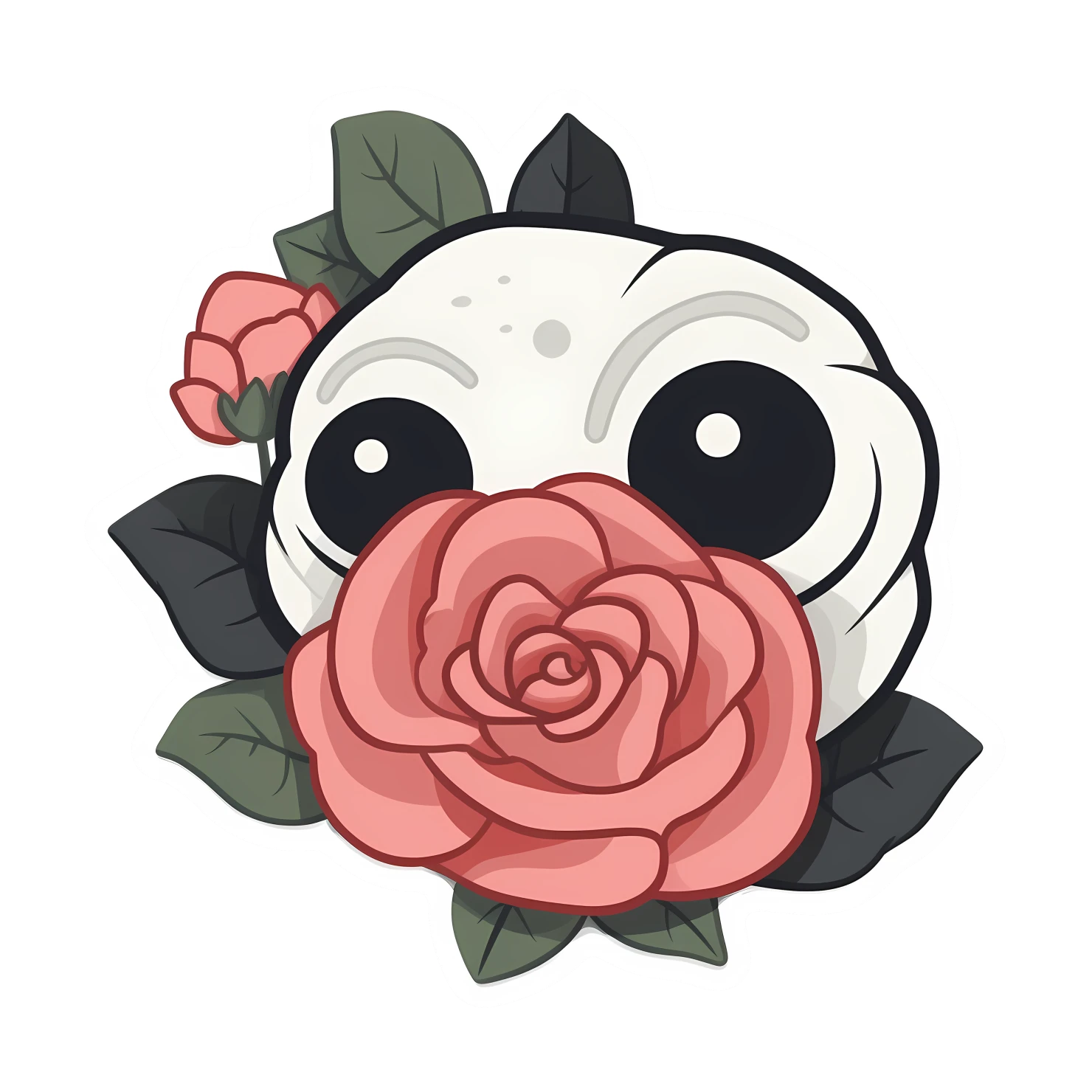 Kawaii rose sticker isolated on transparent background #26392