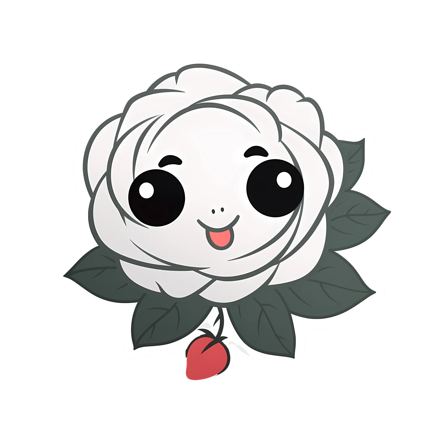 Kawaii rose sticker isolated on transparent background #26393