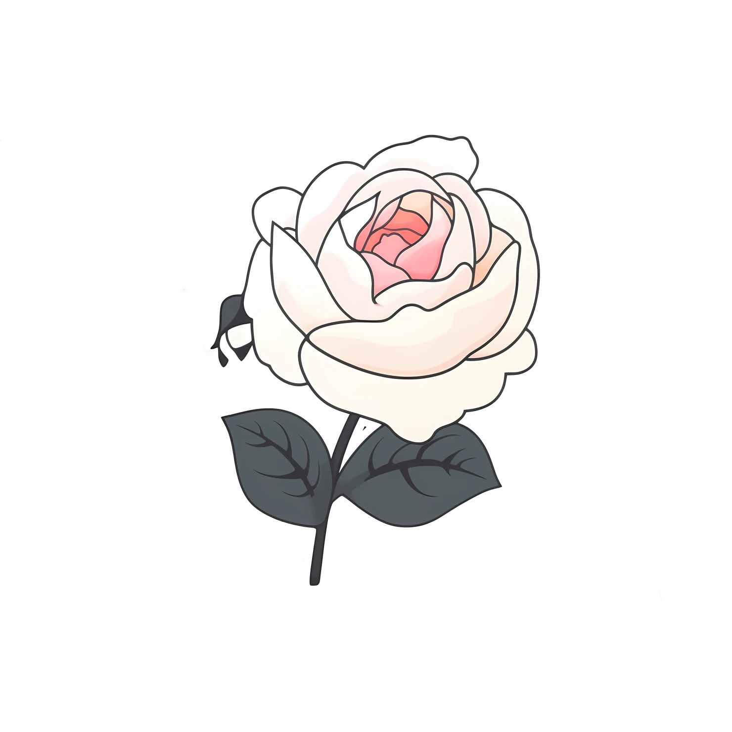 Kawaii rose sticker isolated on transparent background #26395