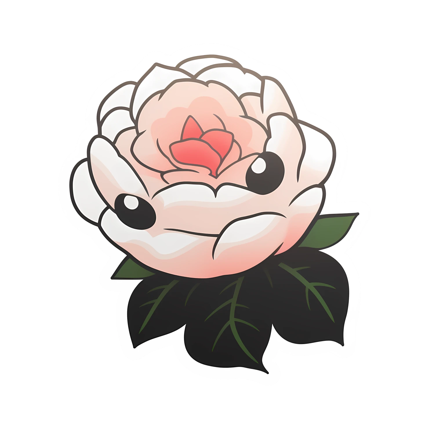 Kawaii rose sticker isolated on transparent background #26397