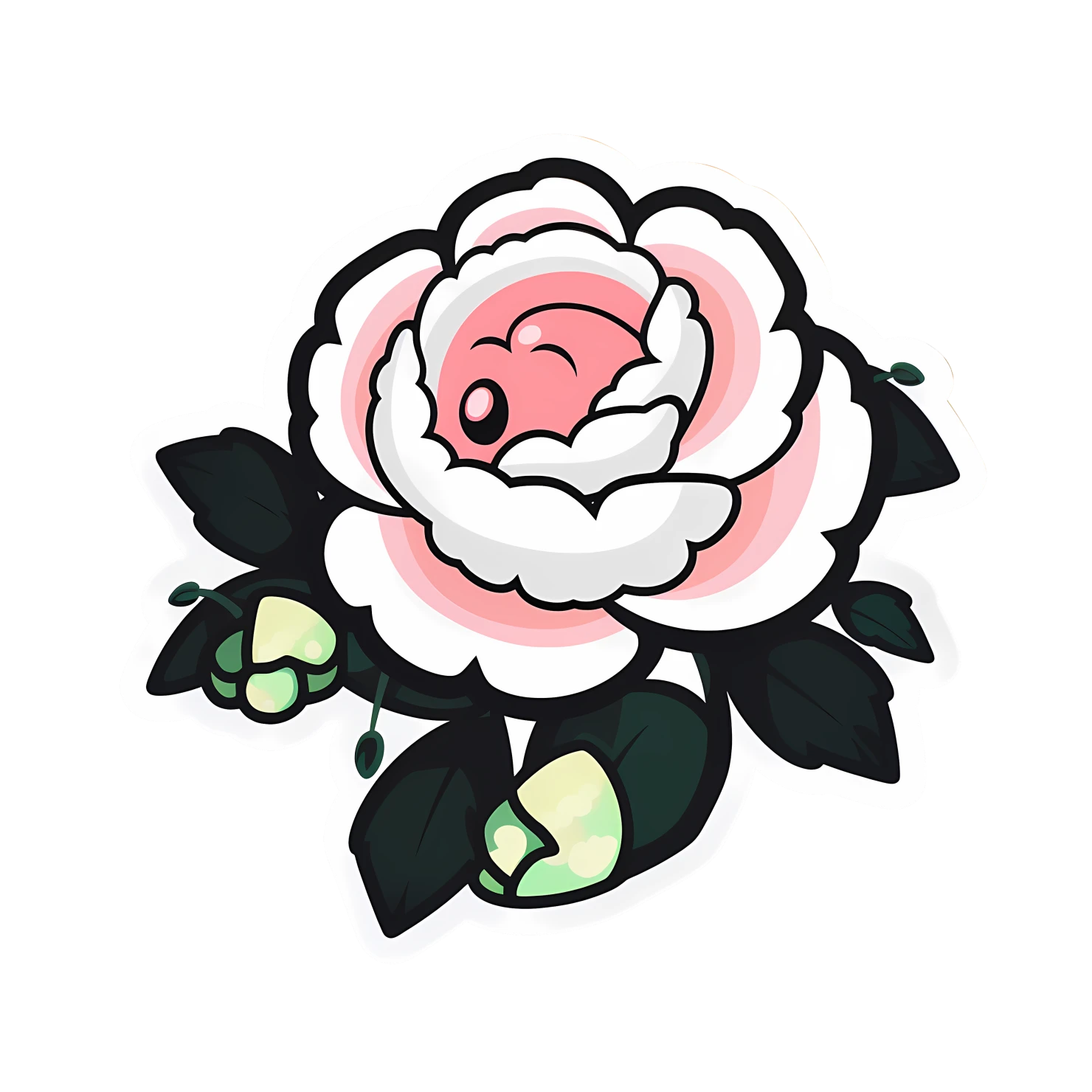 Kawaii rose sticker isolated on transparent background #26401