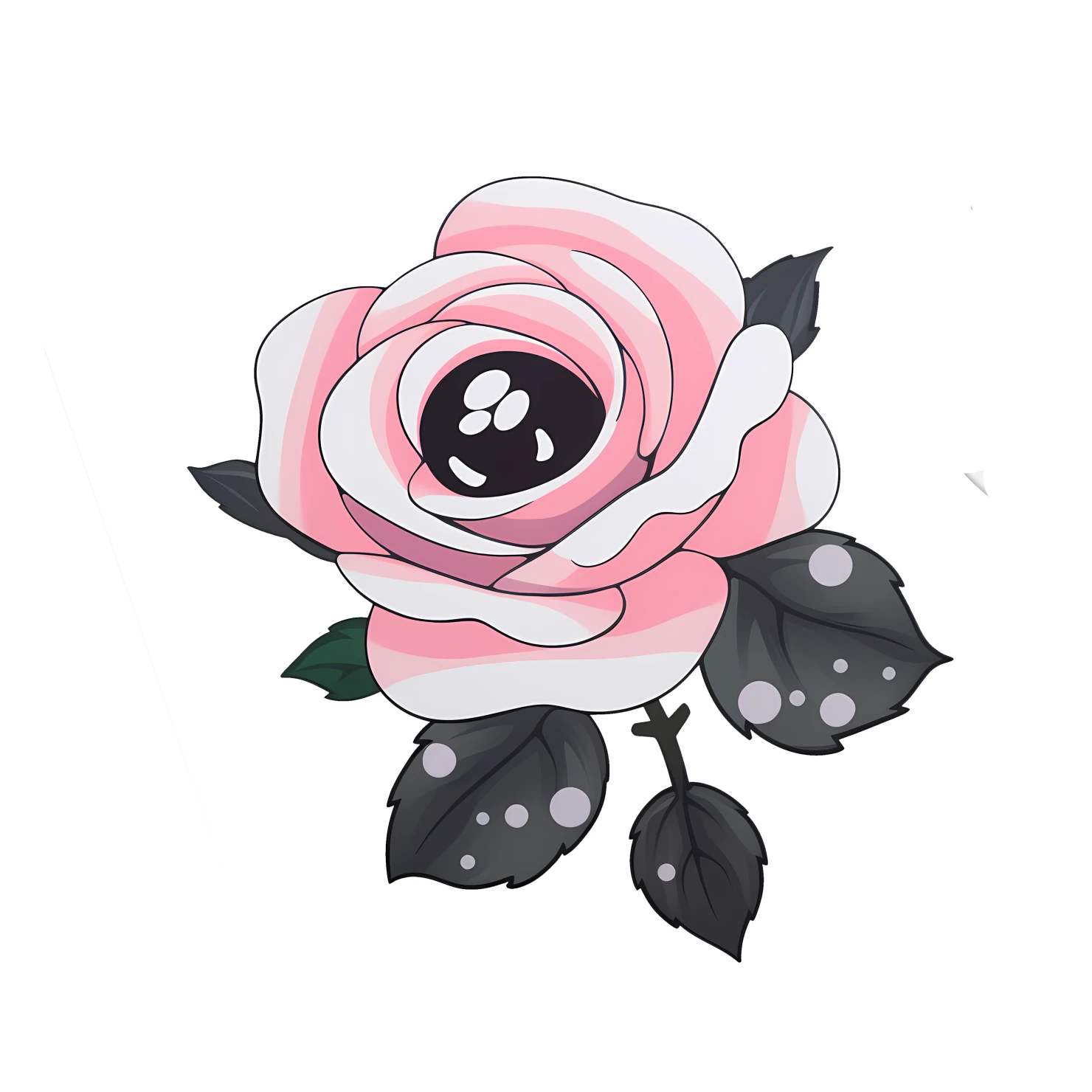 Kawaii rose sticker isolated on transparent background #26402