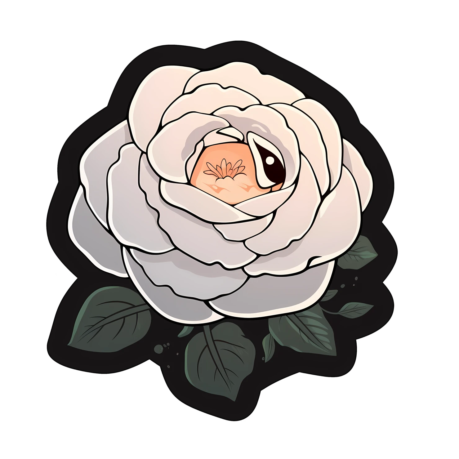 Kawaii rose sticker isolated on transparent background #26403