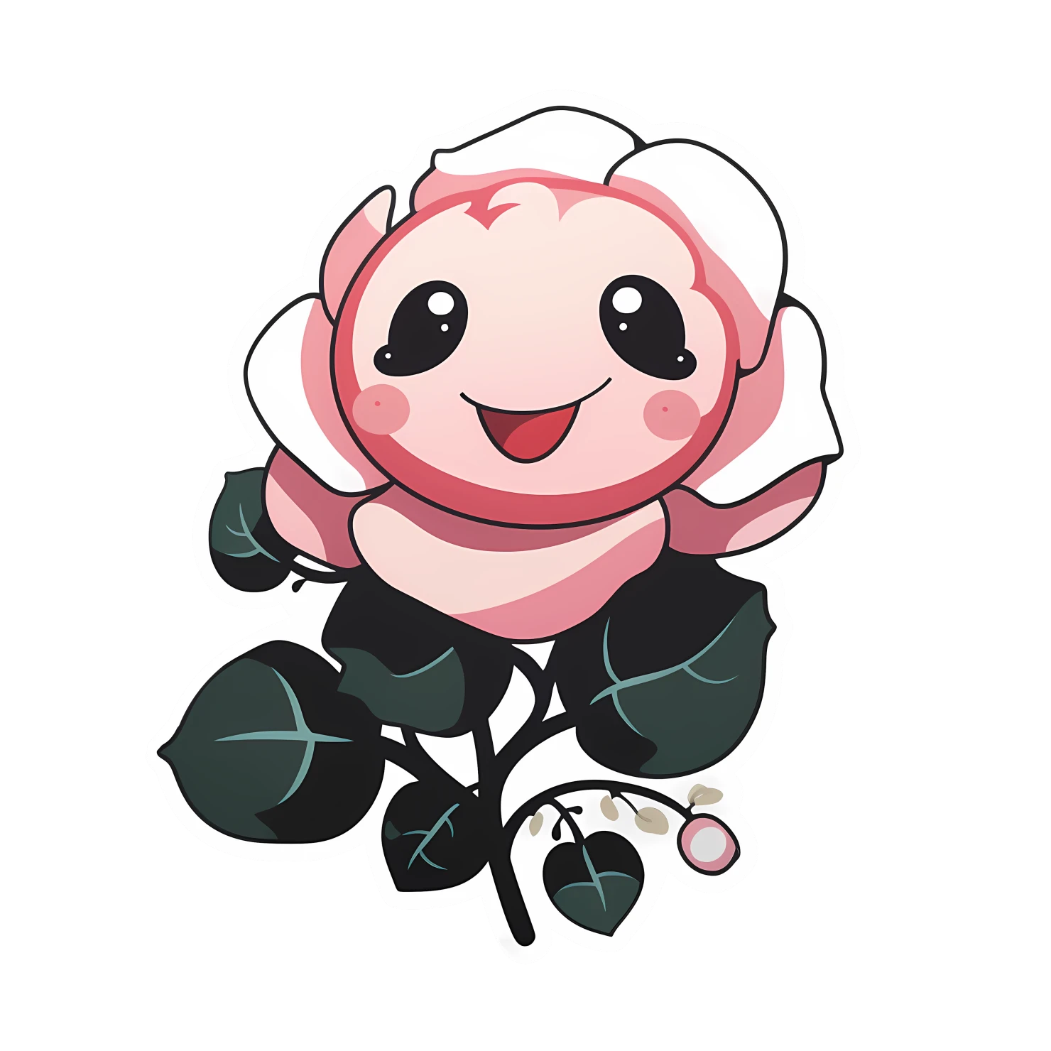Kawaii rose sticker isolated on transparent background #26404