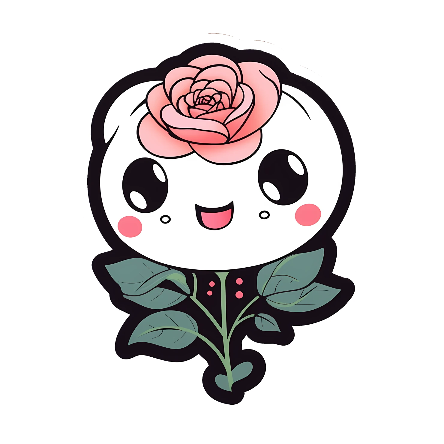 Kawaii rose sticker isolated on transparent background #26406