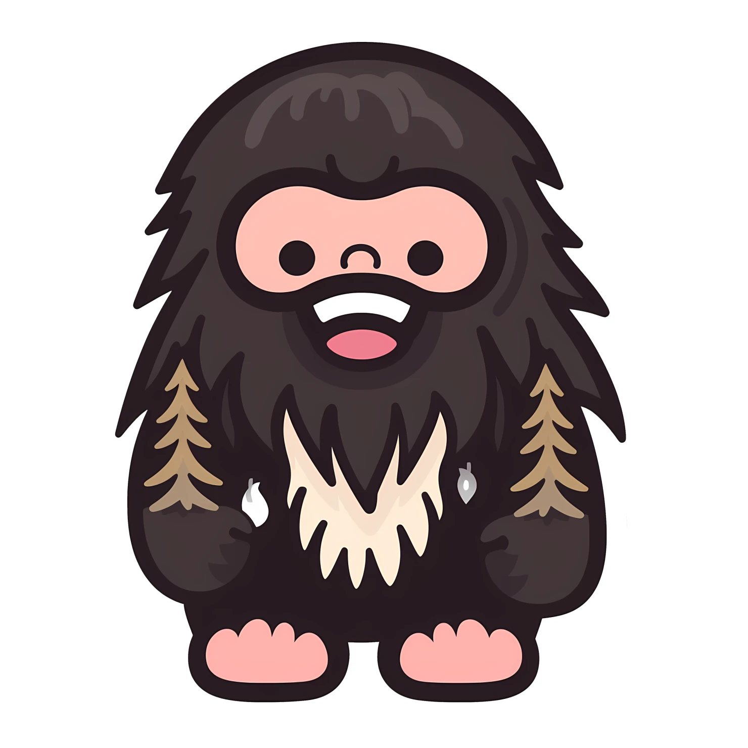 Kawaii sasquatch sticker isolated on transparent background #26435