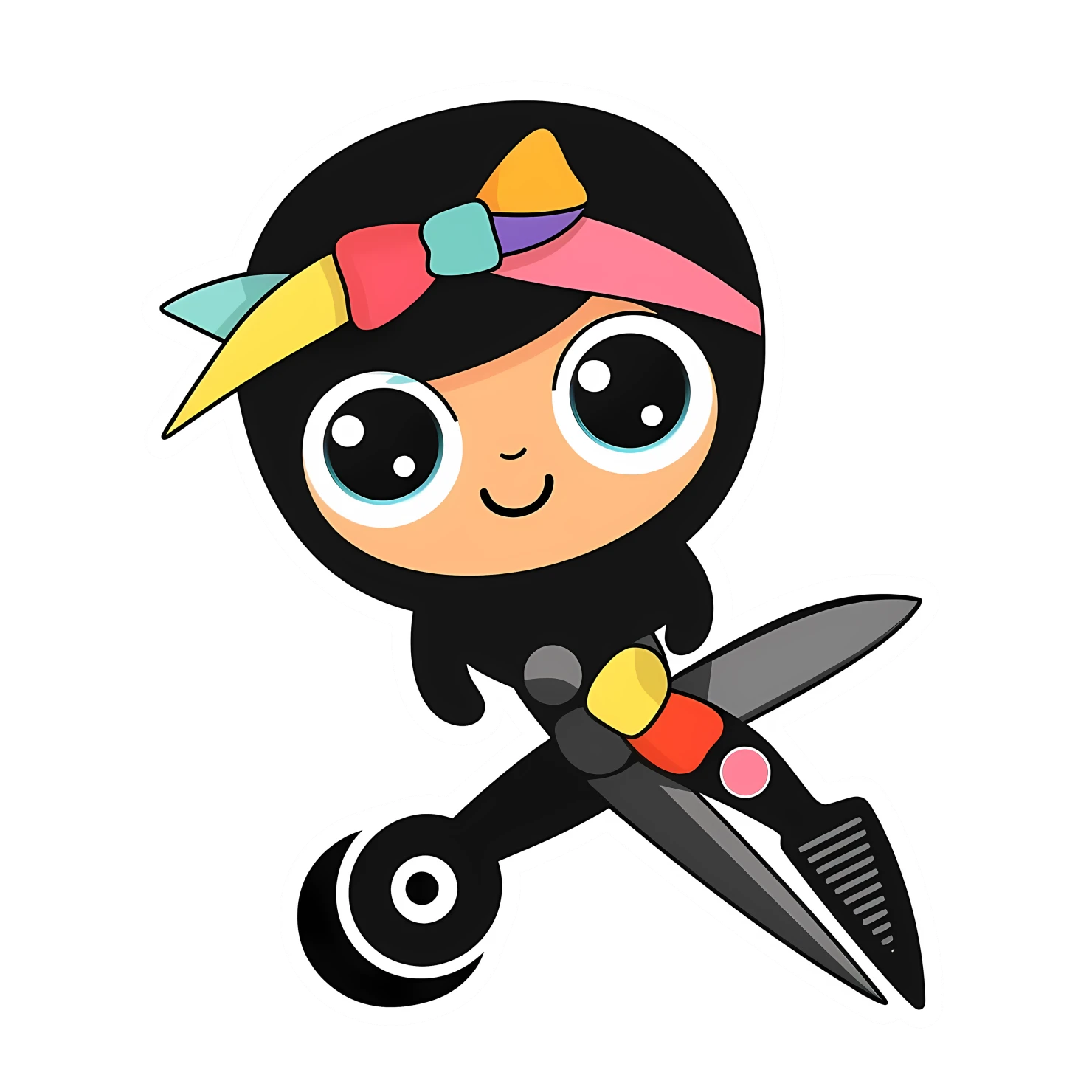 Kawaii scissors sticker isolated on transparent background #26463