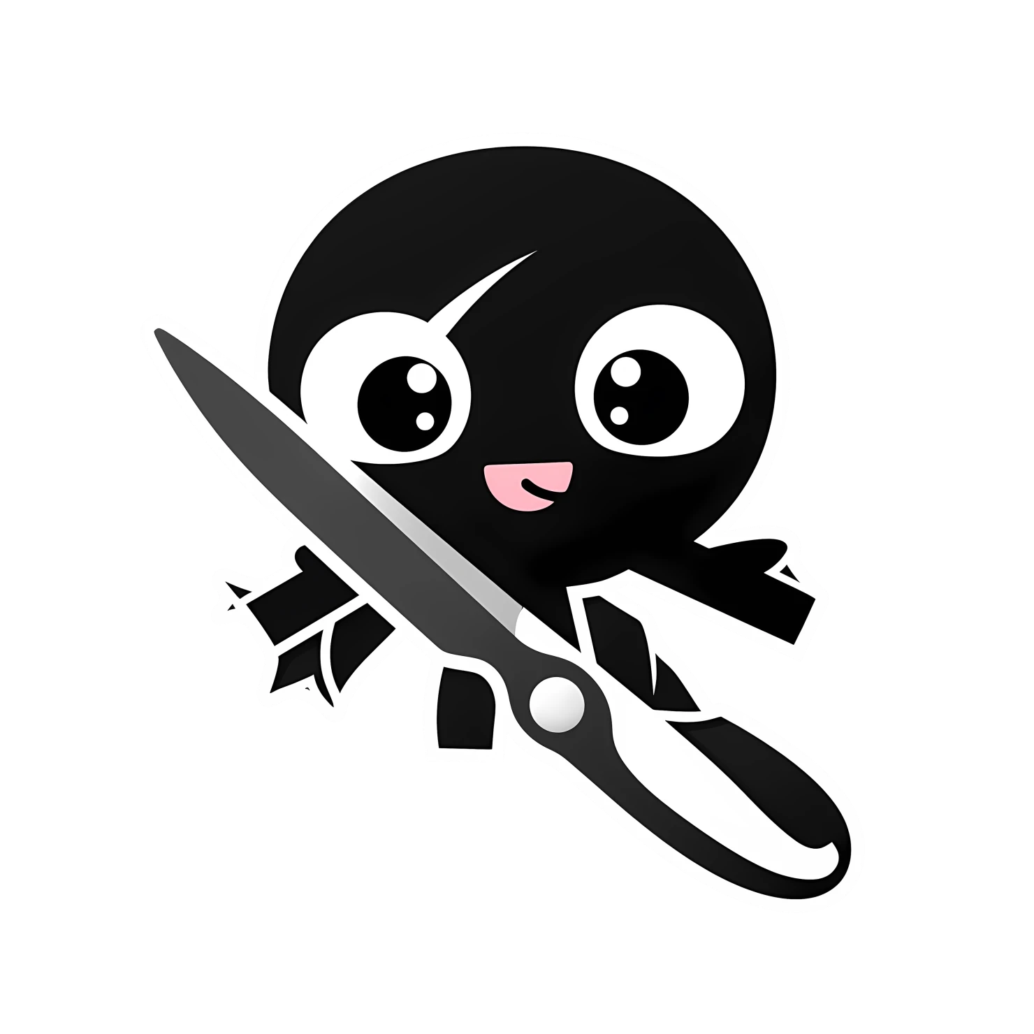 Kawaii scissors sticker isolated on transparent background #26464