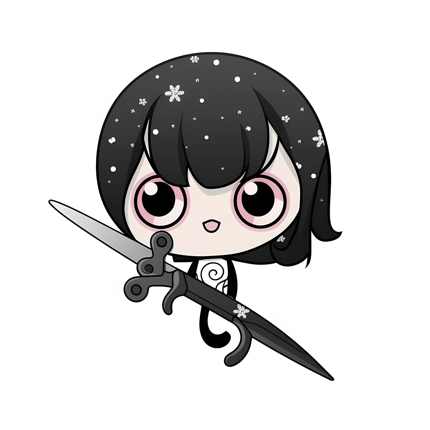 Kawaii scissors sticker isolated on transparent background #26475