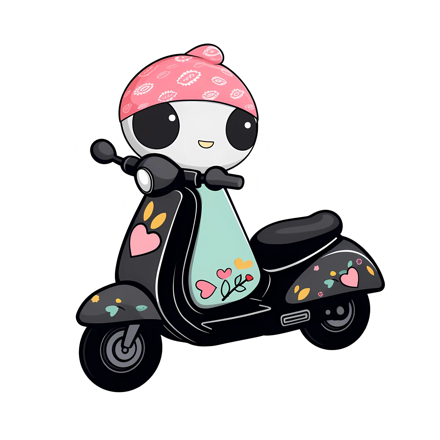 Kawaii scooter sticker isolated on transparent background #26491